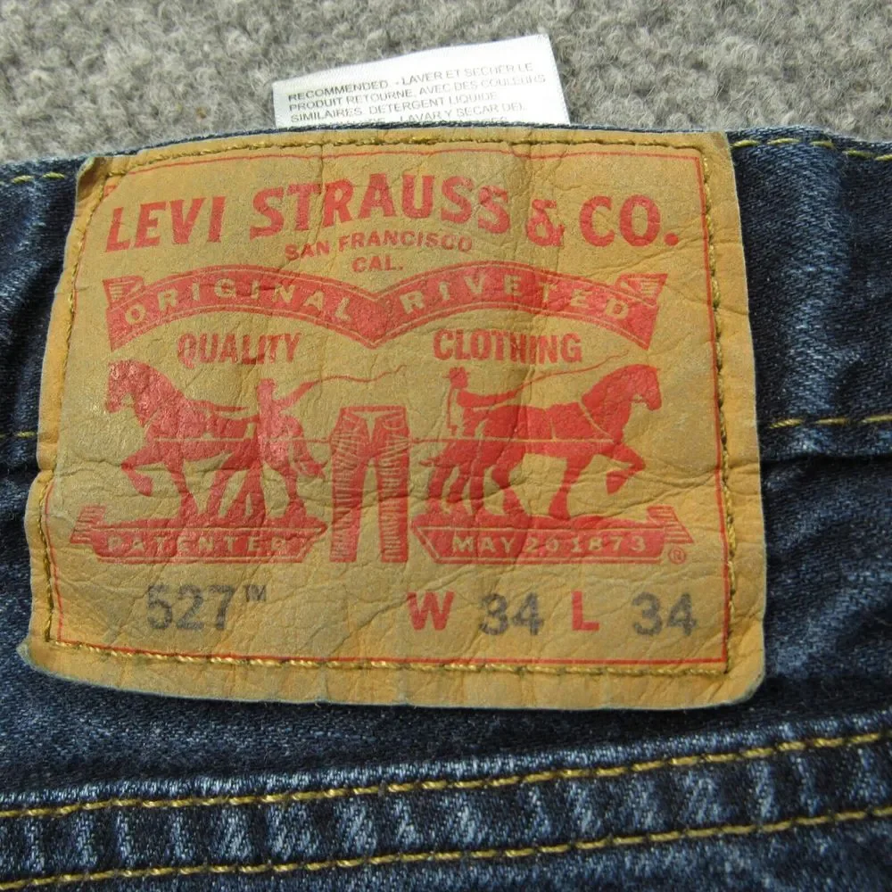 Levis‎ 527 Jeans Mens 34x34 Slim Bootcut Medium Wash Denim Cotton Lower Rise